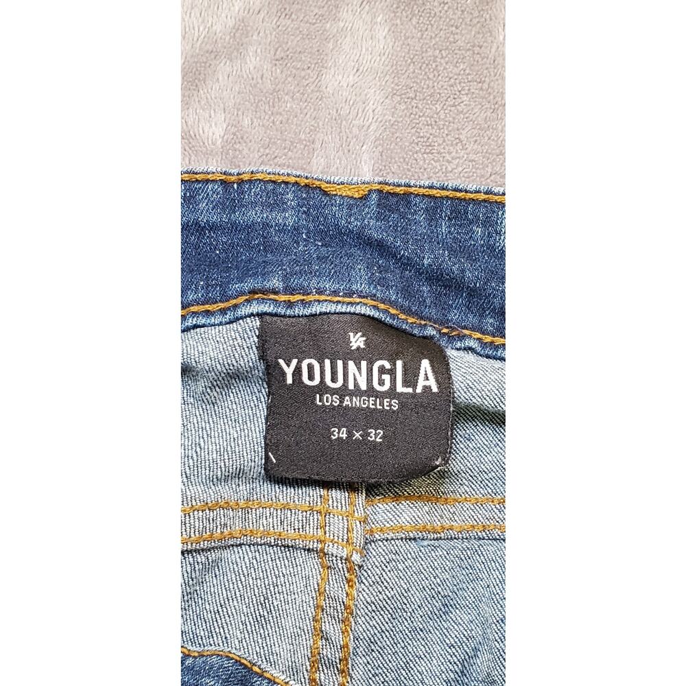 Young La Jeans Shorts Mens Size 34 Blue Denim Casual Stretch Cut-offs C11-125 - Picture 6 of 10